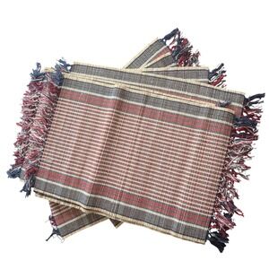 Pottery Barn Red, White & Blue Bamboo Striped Placemats 8 Patriotic 4th of July